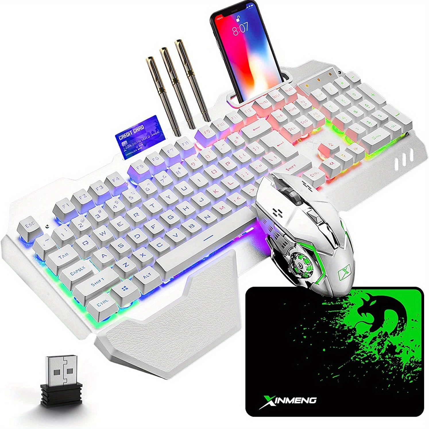 Wireless Gaming Keyboard And Mouse With Rainbow LED 16RGB Backlit Rechargeable 4800mAh Battery Metal Panel Mechanical Ergonomic Mechanical Feel Waterproof Dustproof 7 Color Mute Mice For Laptop PC Gamer - Digital Edges | Online Electronics Store