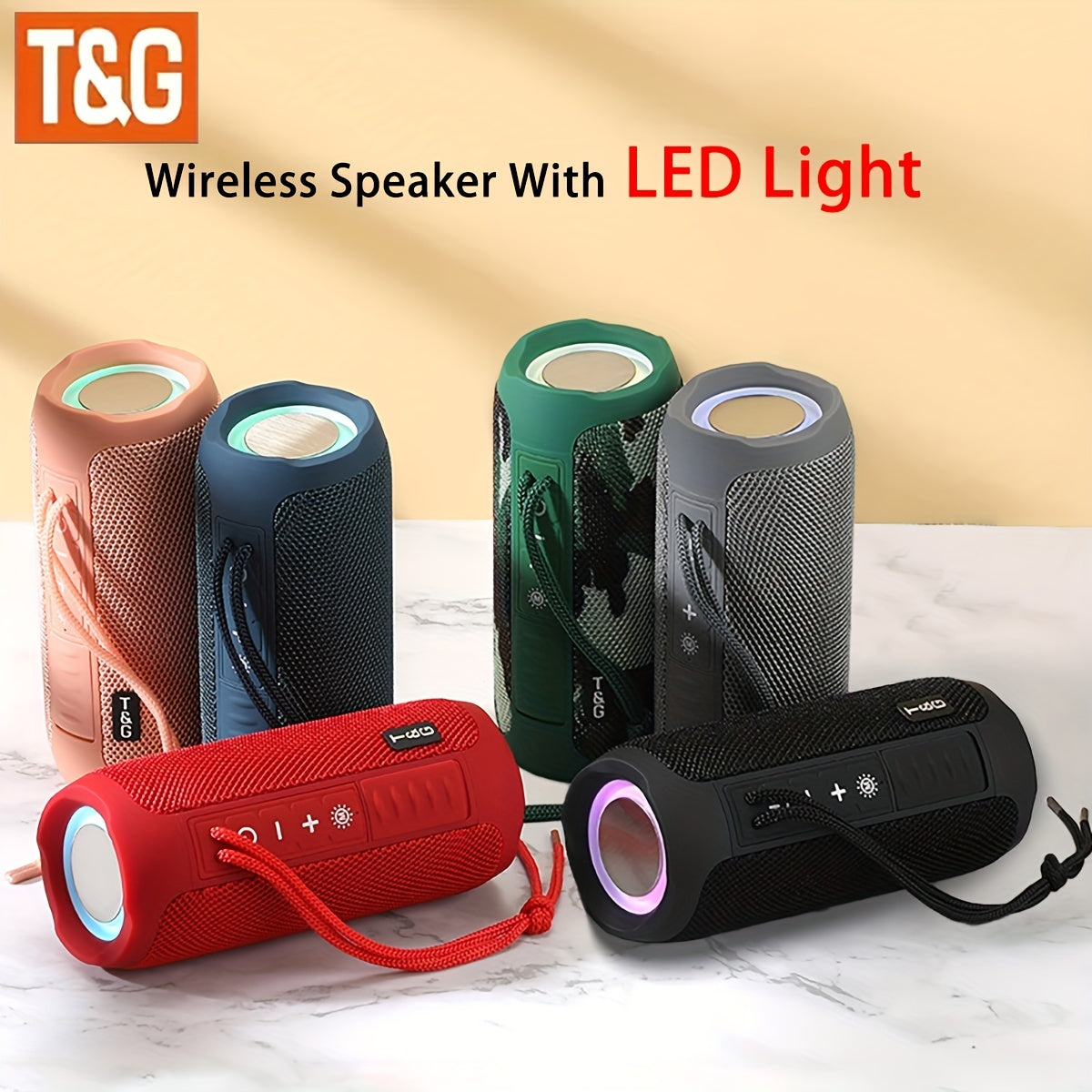 T&G227 Wireless Speakers,Portable BT Speaker With Stereo Sound, IPX6 Waterproof Shower Speaker, TWS, Portable Speaker For Party Beach Camping - Digital Edges | Online Electronics Store