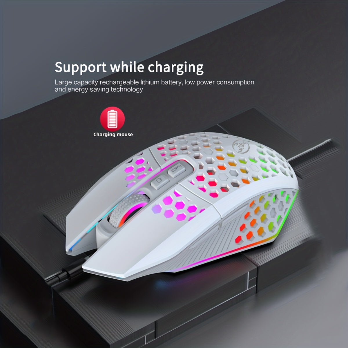 Upgrade Your Gaming Experience With This Rechargeable Wireless Honeycomb Mouse - RGB Lighting & USB Plug! - Digital Edges | Online Electronics Store