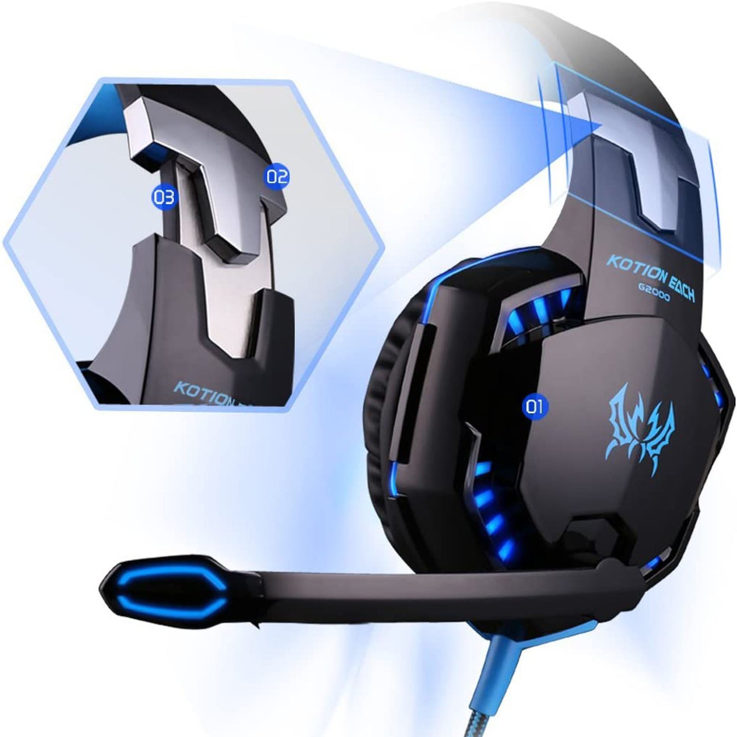 G2000 Gaming Headset: Experience Immersive Audio With Noise Cancelling Mic, LED Lights & Soft Memory Earmuffs - Digital Edges | Online Electronics Store