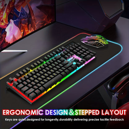 Wireless Gaming Keyboard With Mouse USB/Type-C,Rechargeable Long Battery Life, Rainbow Backlit Adjustable DPI Mice, For PC,Mac,Laptop,PS4,PS5,Xbox - Digital Edges | Online Electronics Store