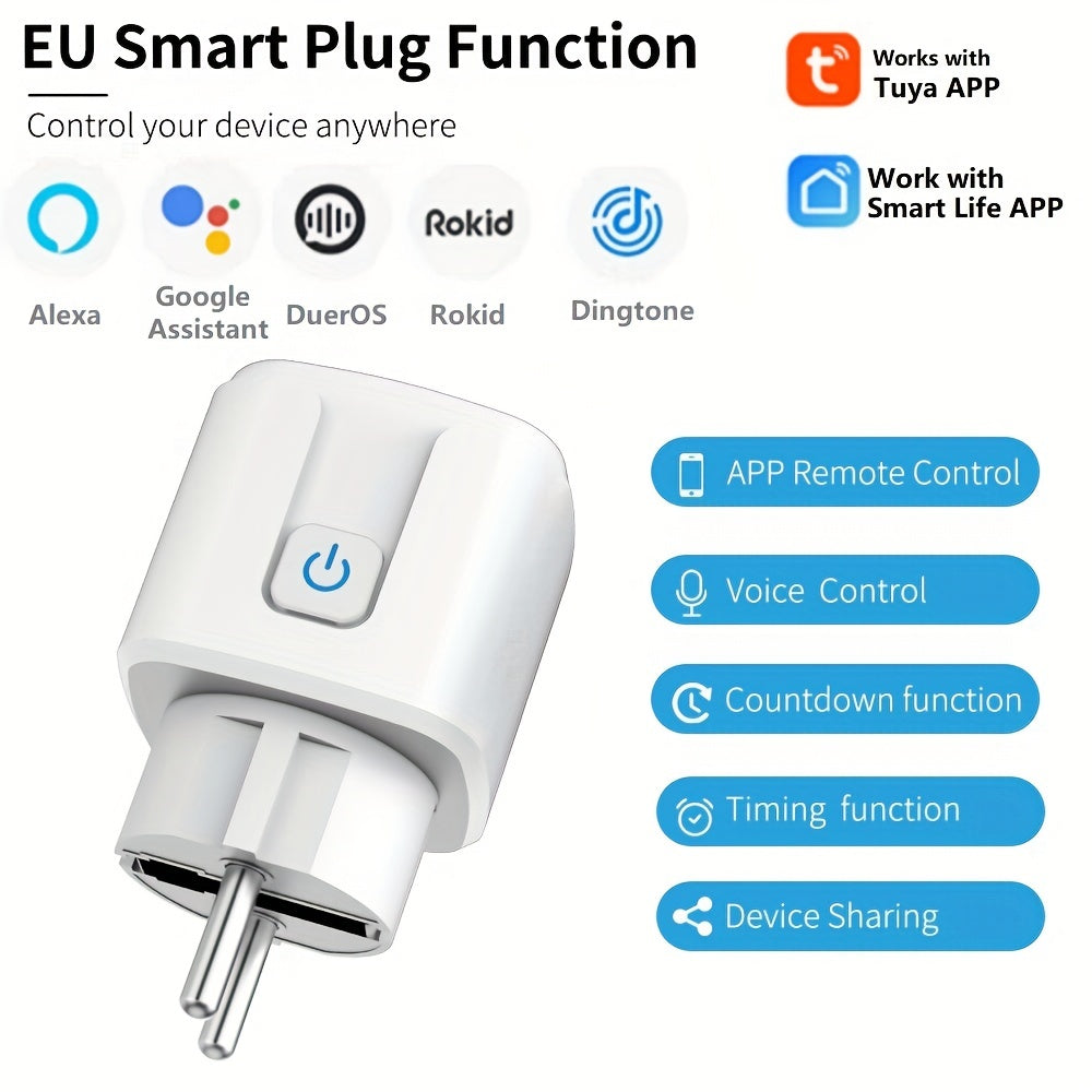 Smart Plug Wifi EU Power IOS & Android Install Tuya Or SmartLife APP, Socket Adaptor 16A Wireless Remote Siri Voice Control, Support Alexa Google Assistant DuerOS Rokid Dingtone Voice Control - Digital Edges | Online Electronics Store