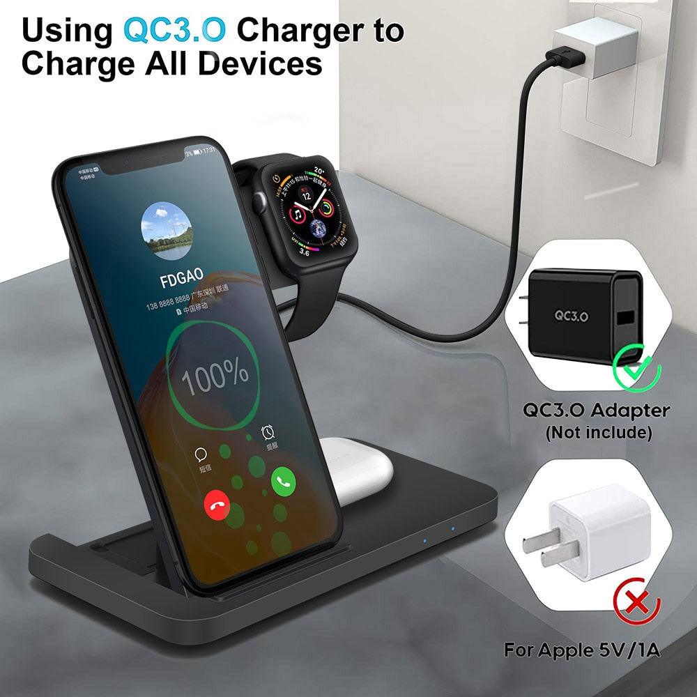 3in1 wireless charger-Fast Charger Dock Station for iPhone and Android phones - Digital Edges | Online Electronics Store