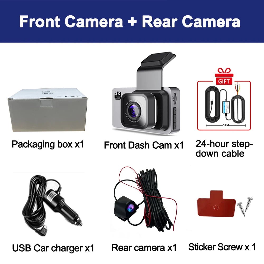 4K Front and Rear Dash Cam Car Camera WiFi Dashcam Video Recorder Rear View Camera Vehicle Car Dvr - Digital Edges | Online Electronics Store