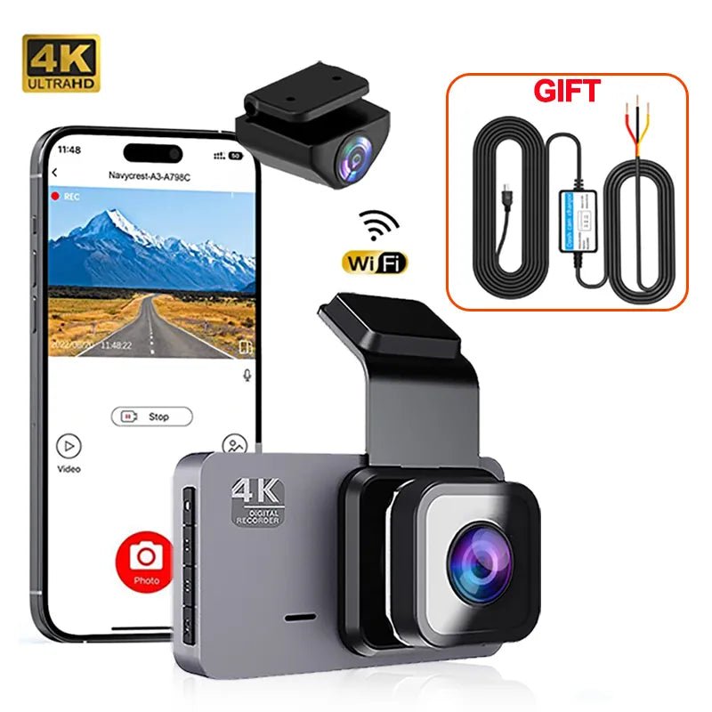 4K Front and Rear Dash Cam Car Camera WiFi Dashcam Video Recorder Rear View Camera Vehicle Car Dvr - Digital Edges | Online Electronics Store