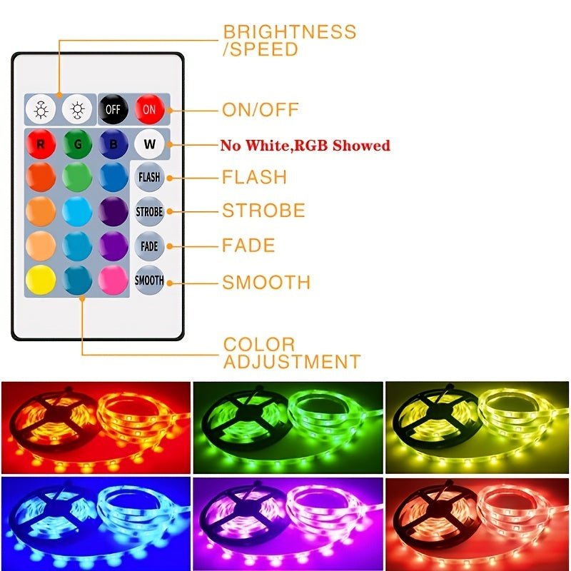 5050 RGB Led Strip Lights-With Music Sync Color Changing, Remote Control - Digital Edges | Online Electronics Store