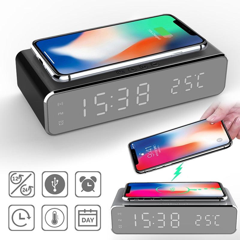 LED Alarm Clock QI Wireless Charger - Digital Edges | Online Electronics Store