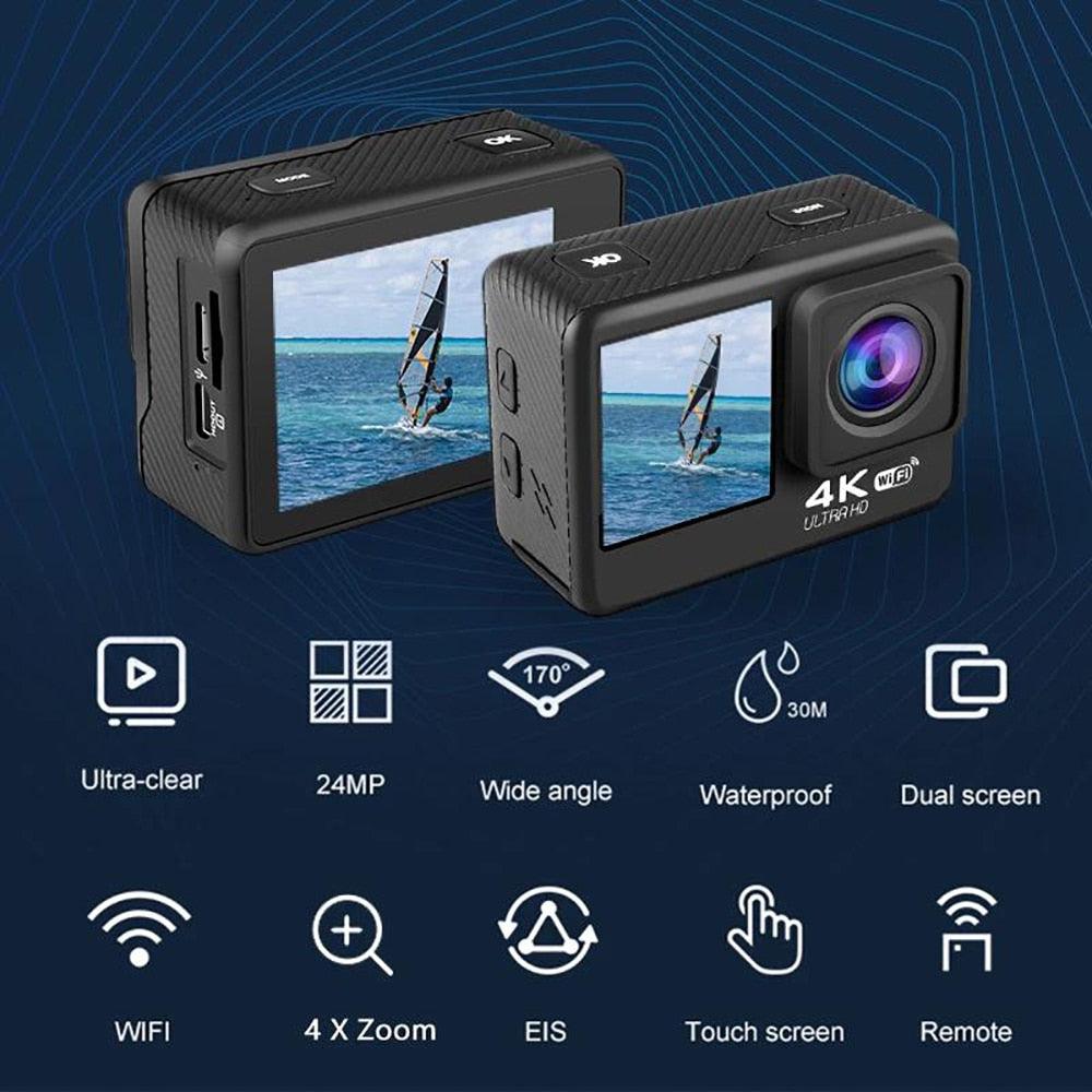 Action Camera 4K 60FPS 24MP 2.0 Touch LCD EIS Dual Screen Wi-Fi - Digital Edges | Online Electronics Store